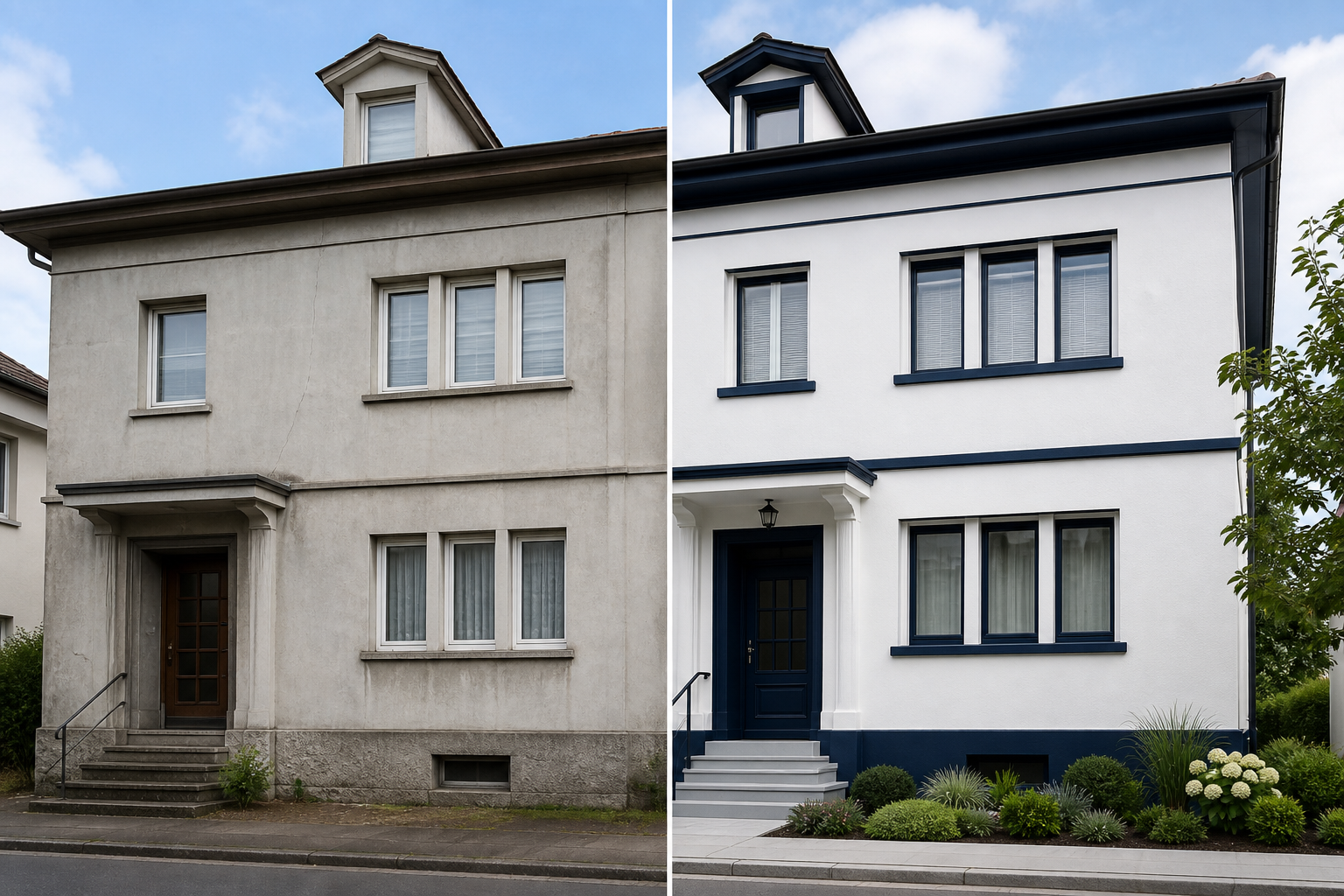 Fassade mit Charakter vorher und nachher